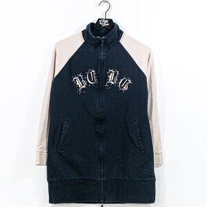 BCBG Max Azria Bedazzled Zip Track Jacket XL Womens Mall Cyber Goth